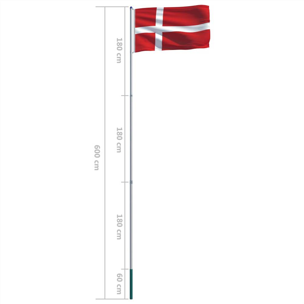 Denmark Flag and Pole Aluminium 6 m