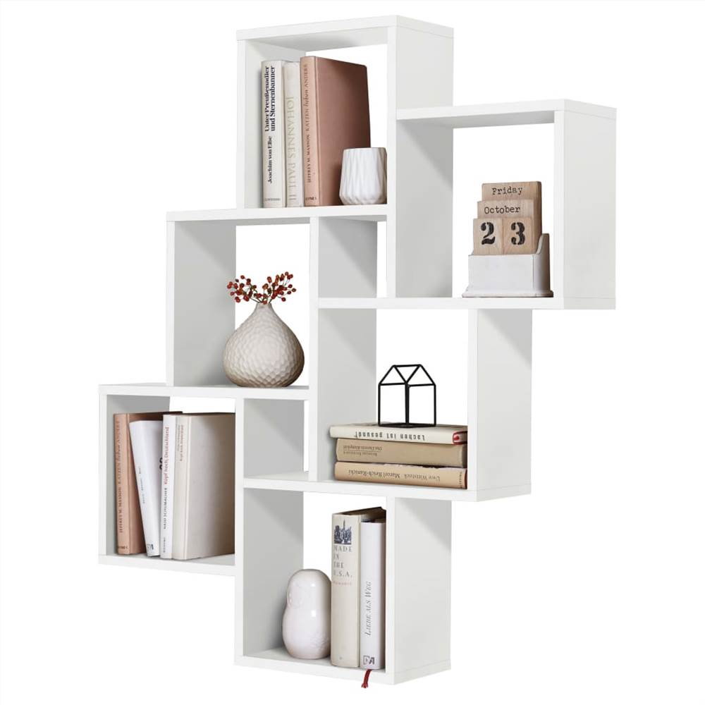 FMD Wall-Mounted Shelf with 8 Compartments White