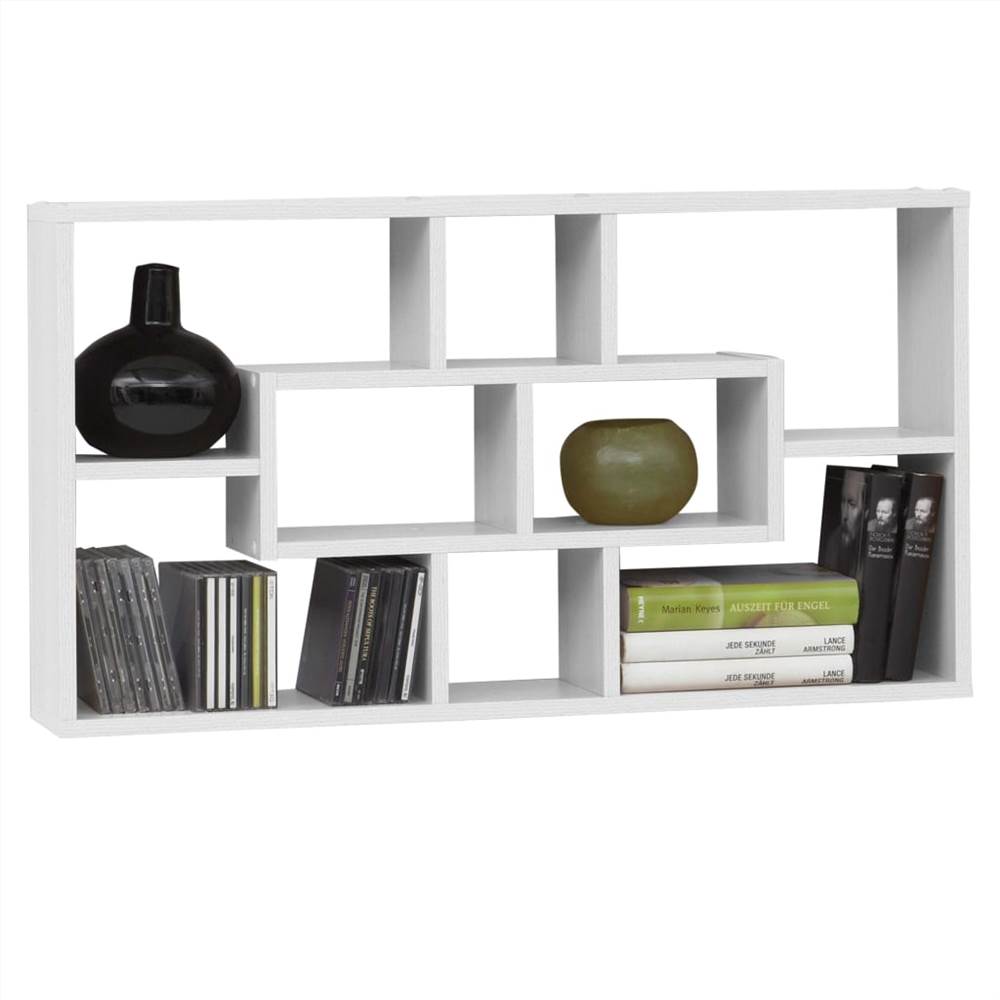 FMD Wallmounted Shelf Rectangular with 8 Compartments White