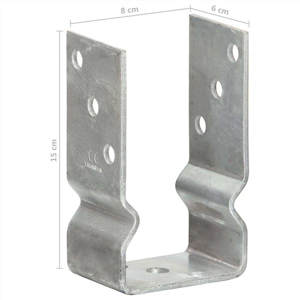 Fence Anchors 2 pcs Silver 8x6x15 cm Galvanised Steel
