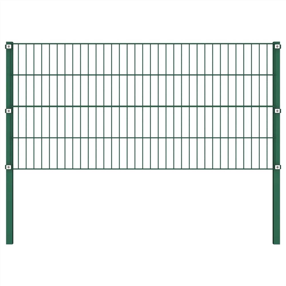 Fence Panel With Posts Iron 1.7x0.8 M Green 6 Fence Panel with Posts Iron 1.7x0.8 m Green