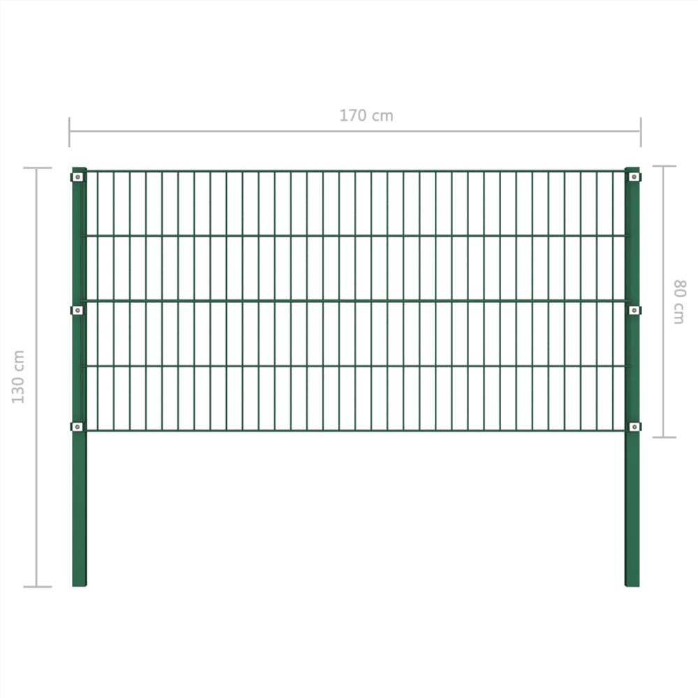 Fence Panel with Posts Iron 1.7x0.8 m Green