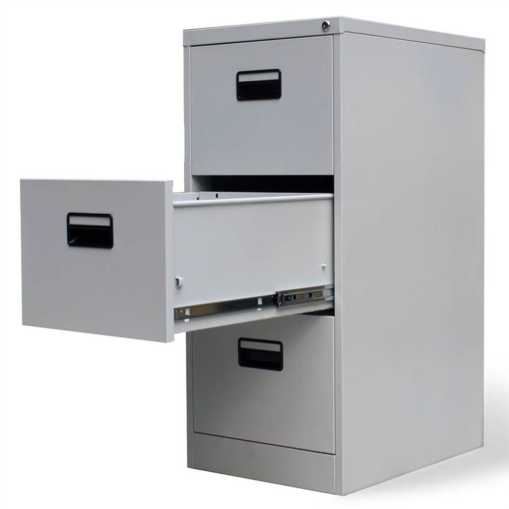 File Cabinet with 3 Drawers Grey 102.5 cm Steel