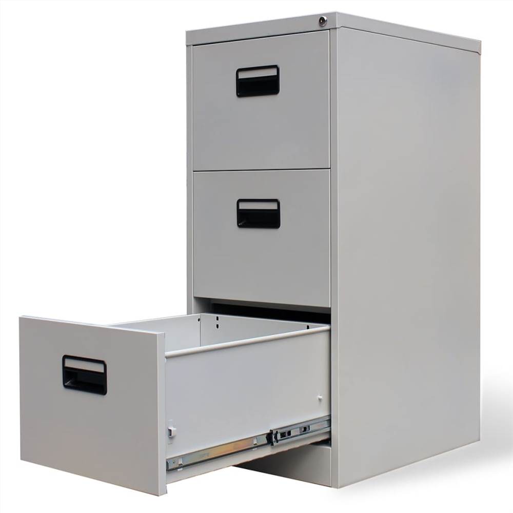 File Cabinet with 3 Drawers Grey 102.5 cm Steel