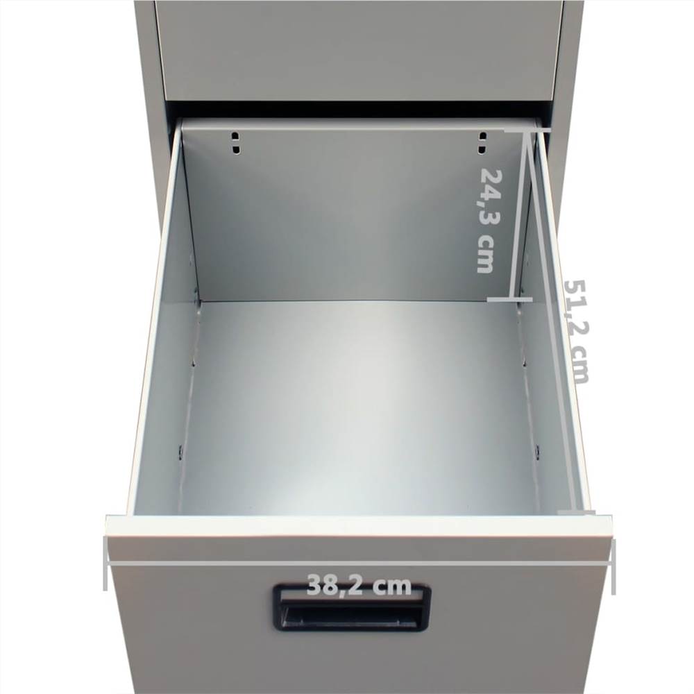 File Cabinet with 3 Drawers Grey 102.5 cm Steel