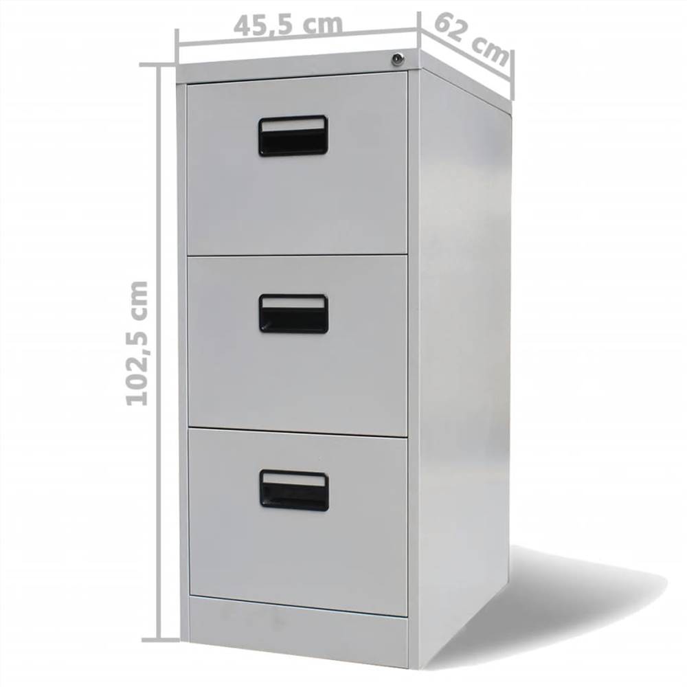 File Cabinet with 3 Drawers Grey 102.5 cm Steel