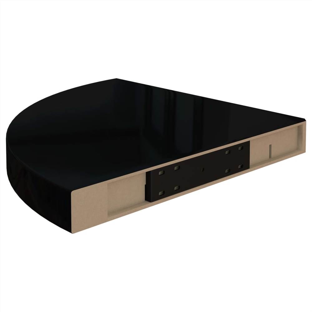 Floating Corner Shelves 2 pcs High Gloss Black 35x35x3.8 cm MDF