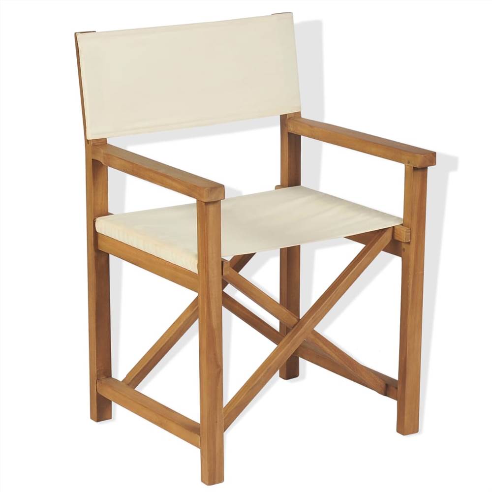 Folding Directors Chairs 2 pcs Solid Teak Wood