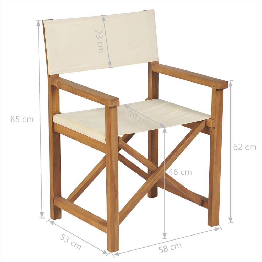 Folding Directors Chairs 2 pcs Solid Teak Wood