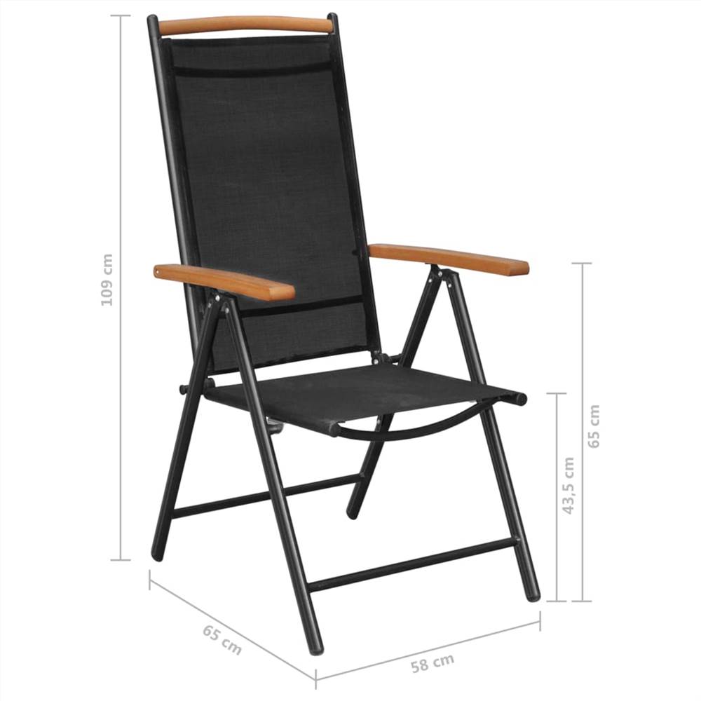 Folding Garden Chairs 2 pcs Aluminium and Textilene Black