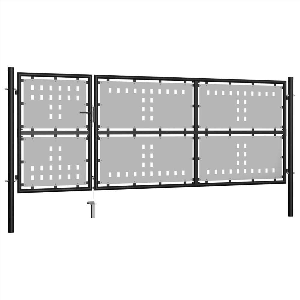 Garden Gate Steel 350x125 cm Black