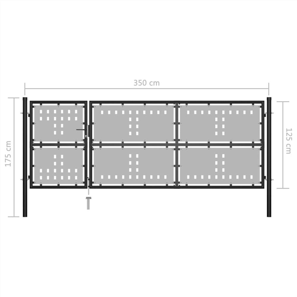 Garden Gate Steel 350x125 cm Black
