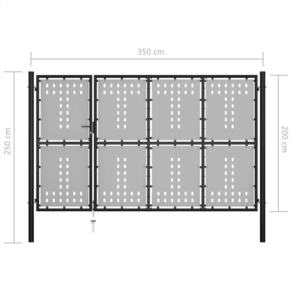 Garden Gate Steel 350x200 cm Black