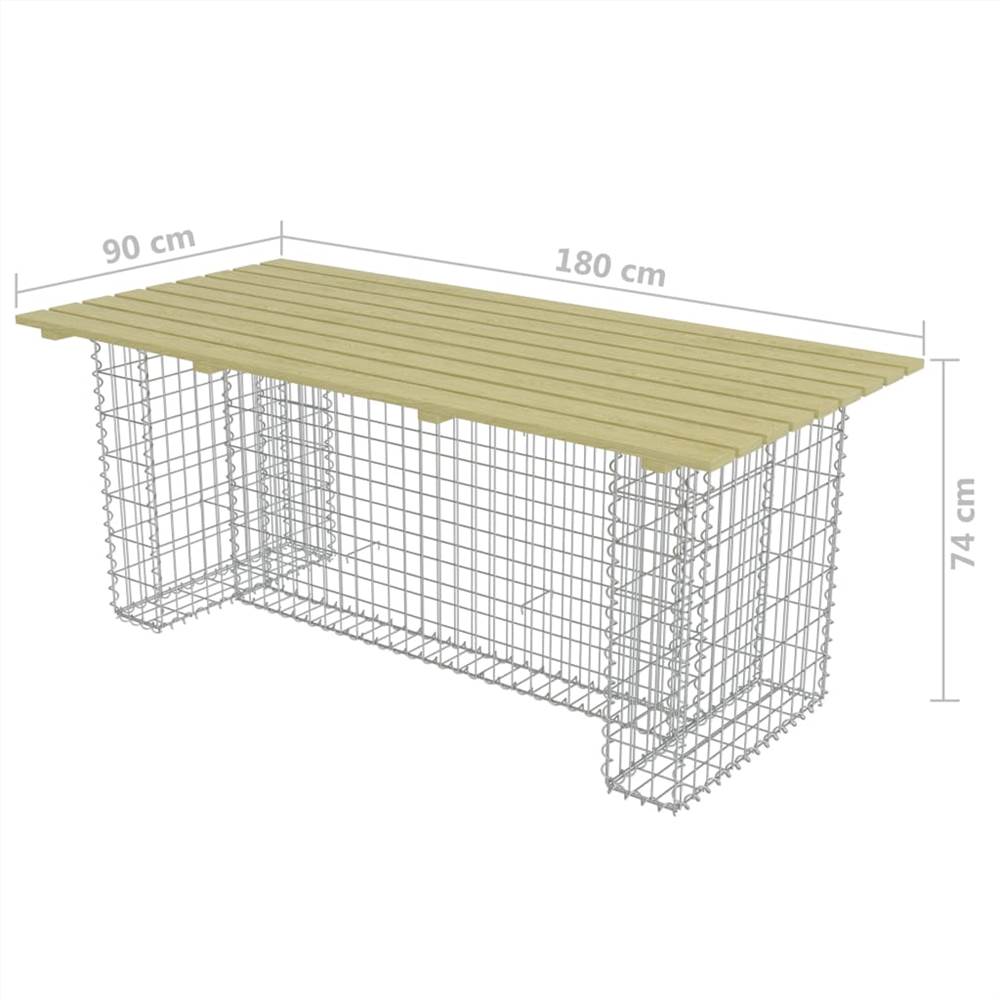 Garden Table with Steel Gabion 180x90x74 cm Pinewood