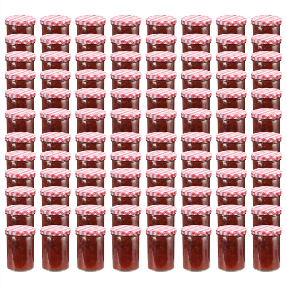 Glass Jam Jars with White and Red Lid 96 pcs 400 ml