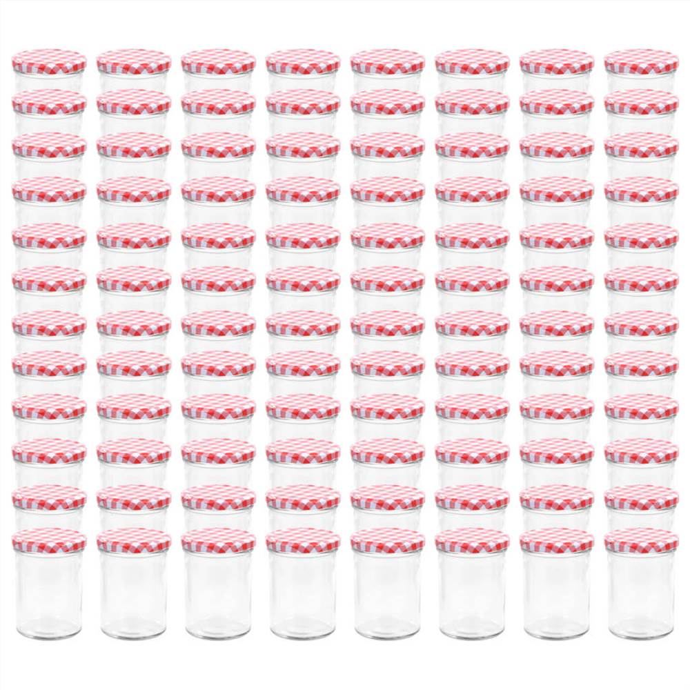Glass Jam Jars with White and Red Lid 96 pcs 400 ml