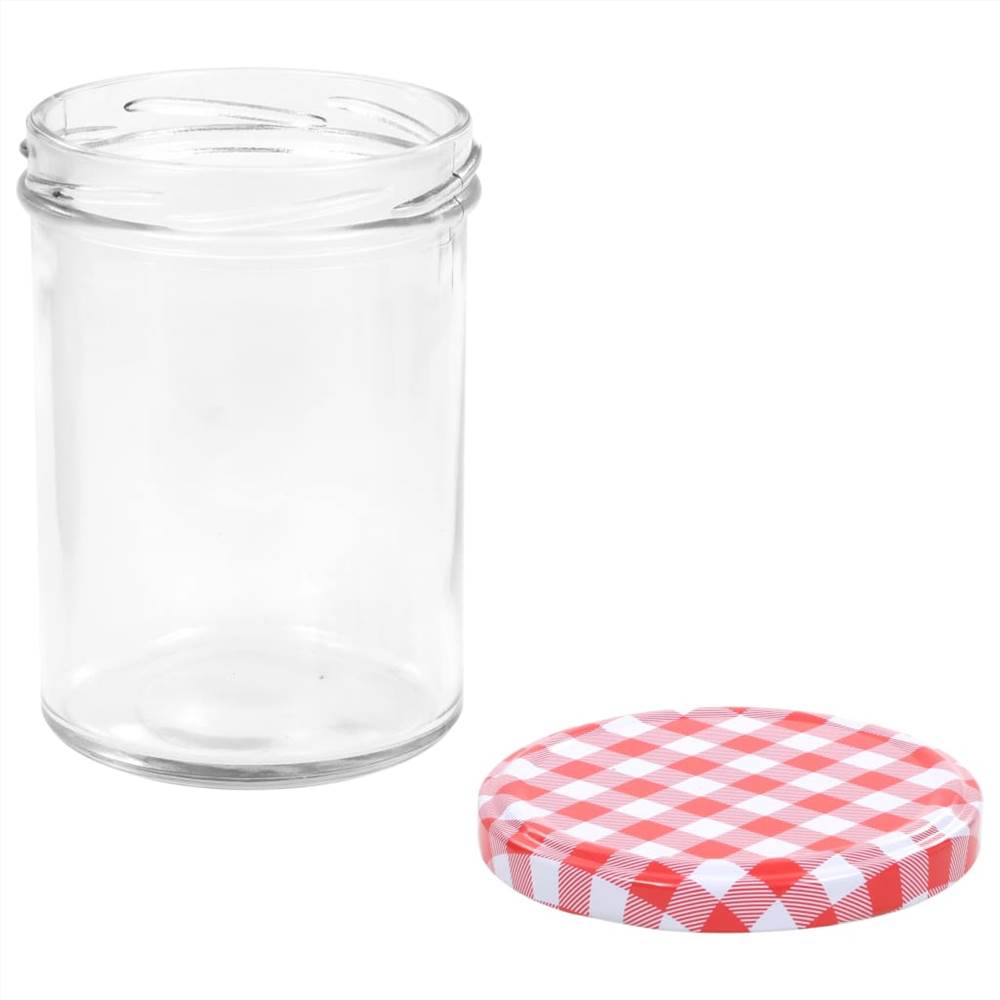 Glass Jam Jars with White and Red Lid 96 pcs 400 ml