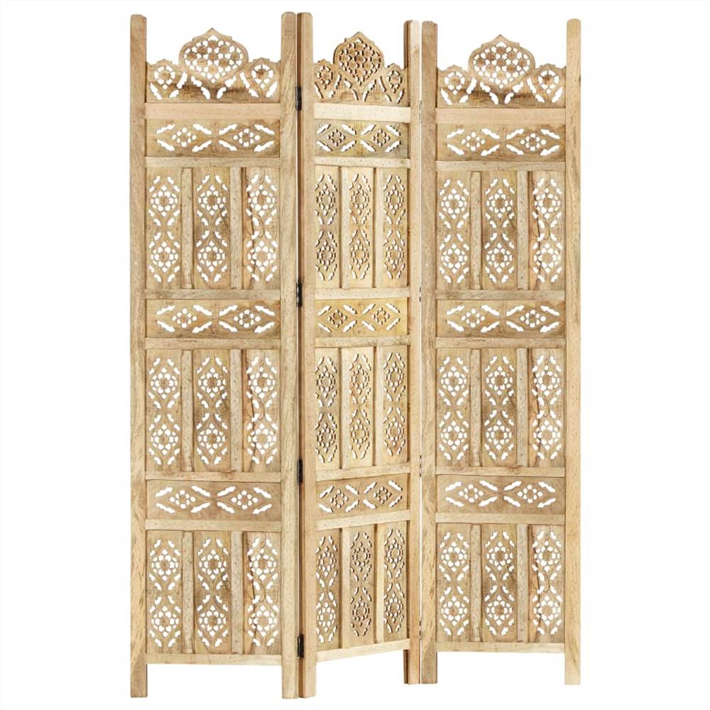 Hand carved 3Panel Room Divider 120x165 cm Solid Mango Wood