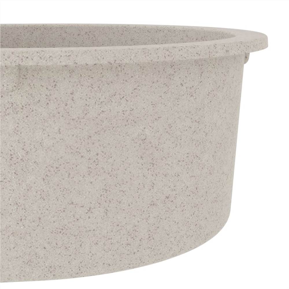 Kitchen Sink with Overflow Hole Oval Beige Granite