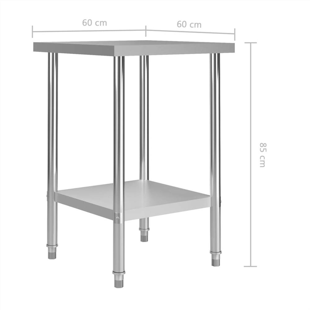 Kitchen Work Table 60x60x85 cm Stainless Steel