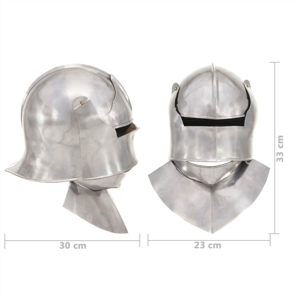 Medieval Knight Helmet Antique Replica LARP Silver Steel