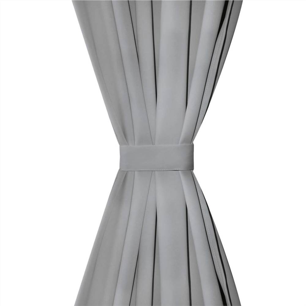 Micro-Satin Curtains 2 pcs with Loops 140x225 cm Grey