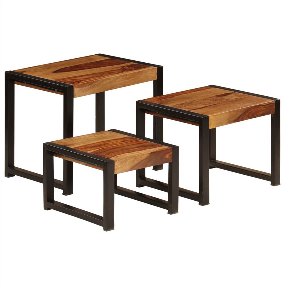 Nesting Tables 3 pcs Solid Sheesham Wood