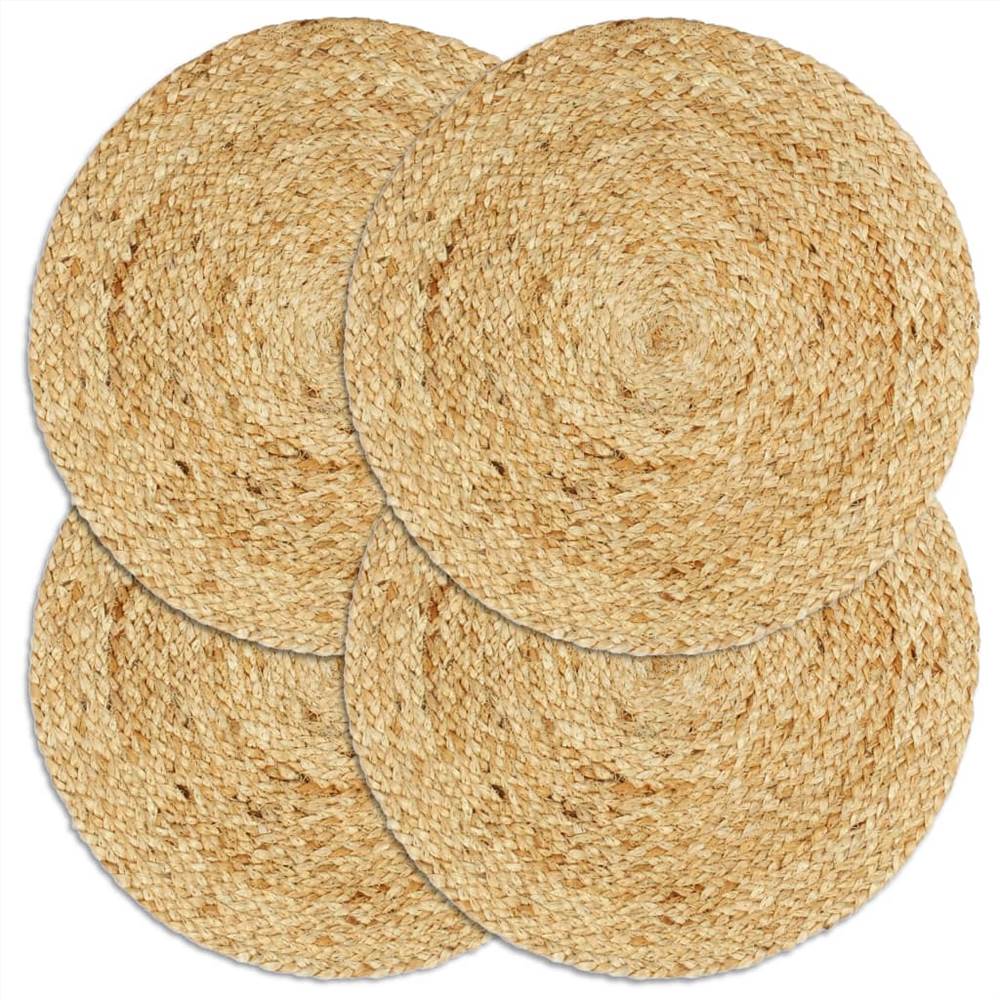 Placemats 4 pcs Plain Natural 38 cm Round Jute