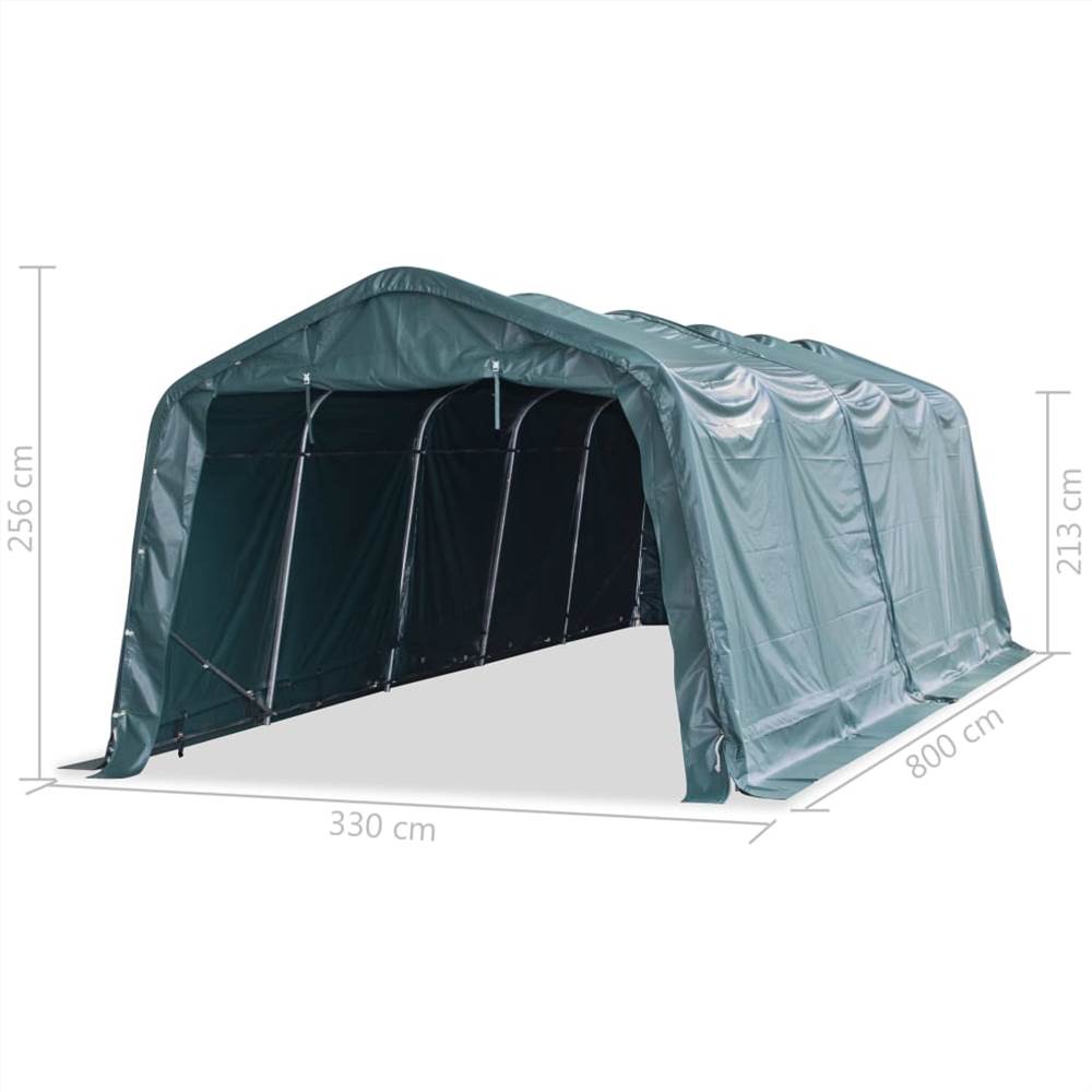 Removable Livestock Tent PVC 550 g/m² 3.3x8 m Dark Green
