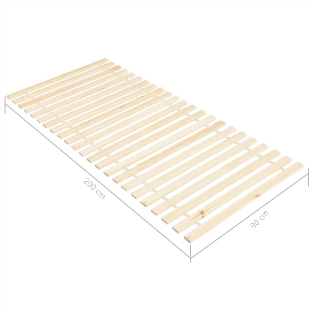 Roll-up Bed Base with 23 Slats 90x200 cm Solid Pinewood