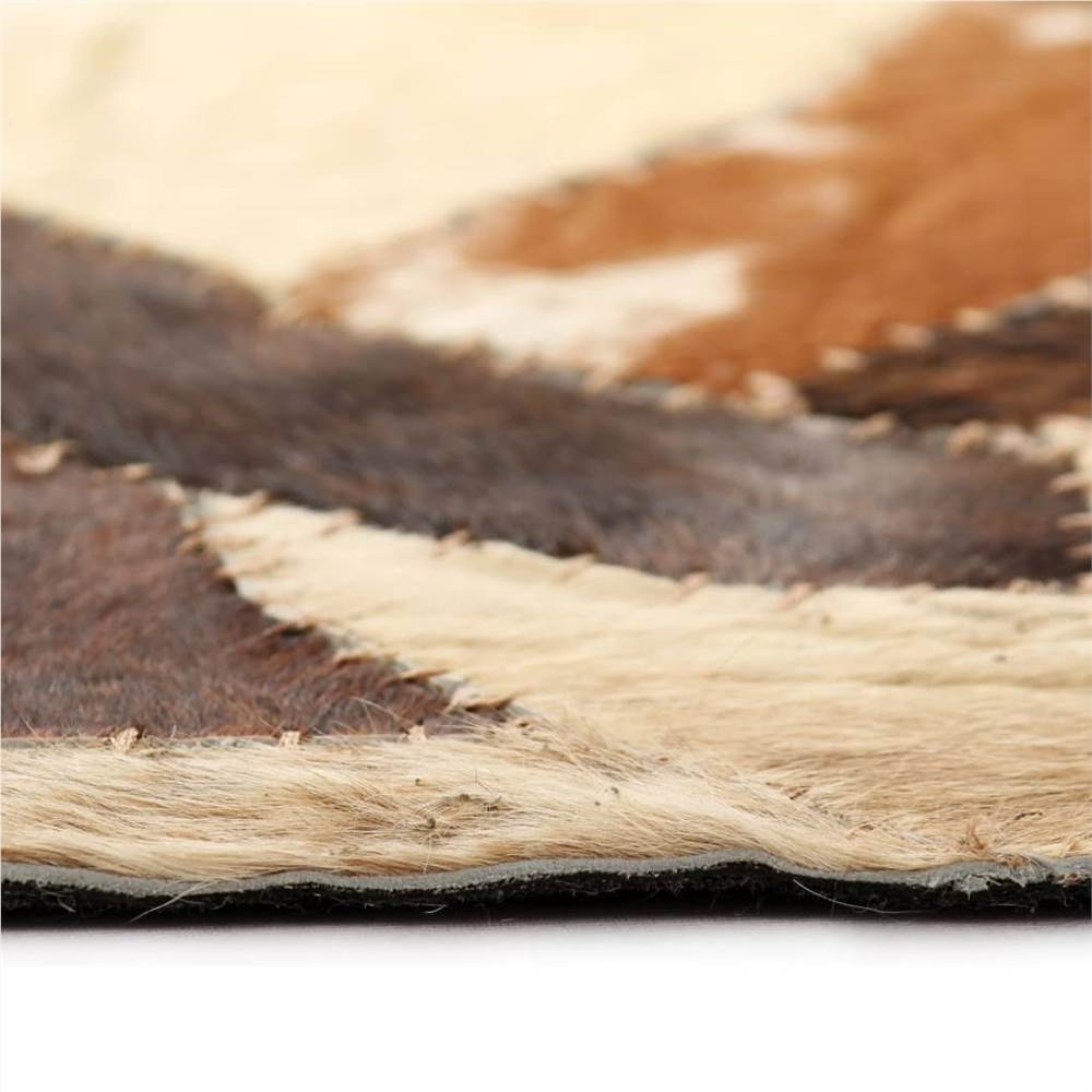 Rug Genuine Leather Patchwork 160x230 cm Random Brown/White