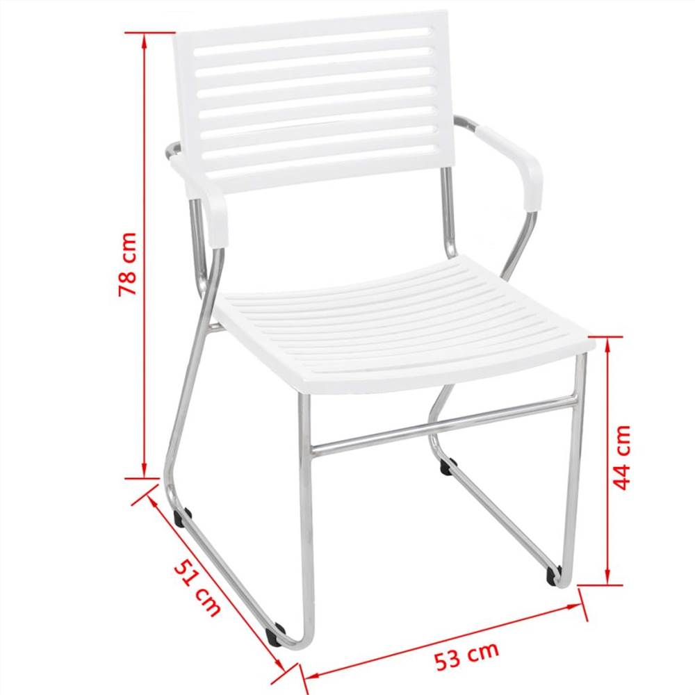 Stacking Dining Chairs 2 pcs White Plastic