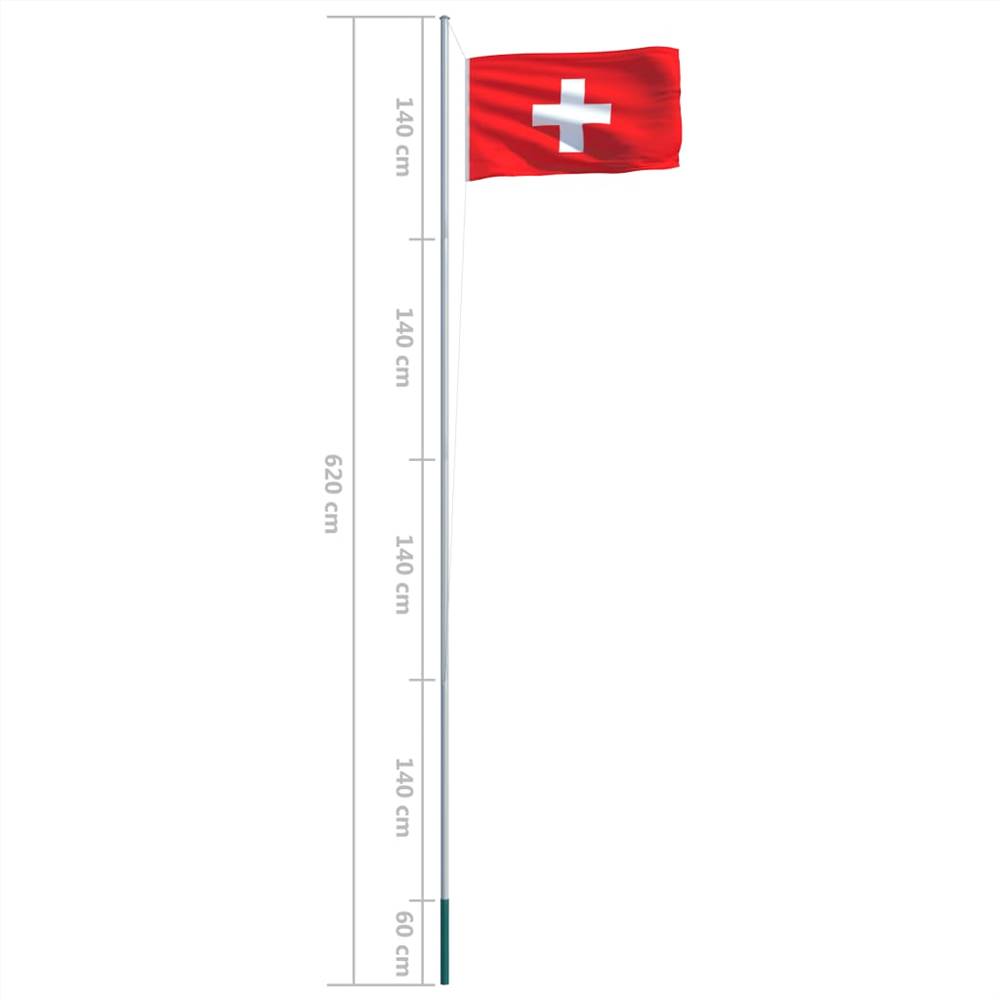 Switzerland Flag and Pole Aluminium 6,2 m