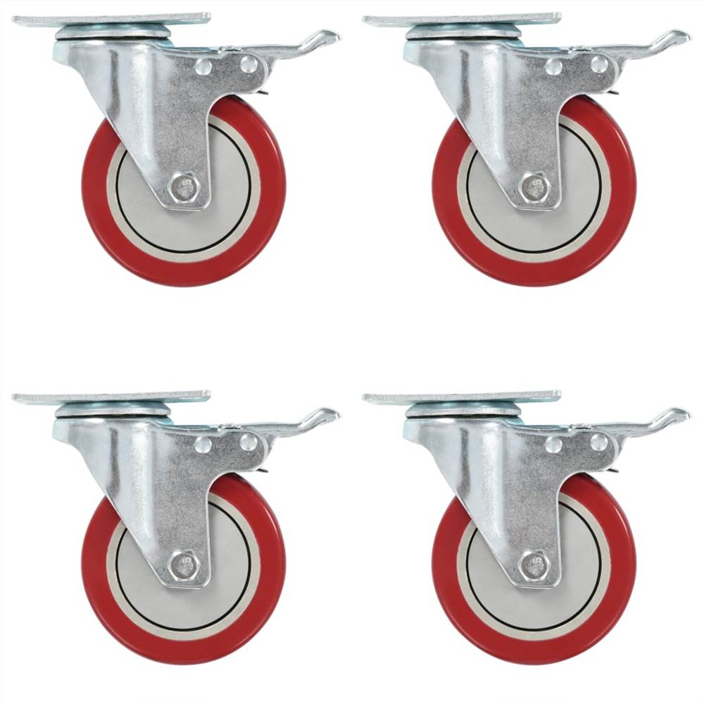 Swivel Casters with Double Brakes 4 pcs 100 mm