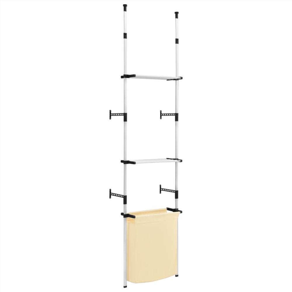 Telescopic Shelf System with Laundry Bag Aluminium