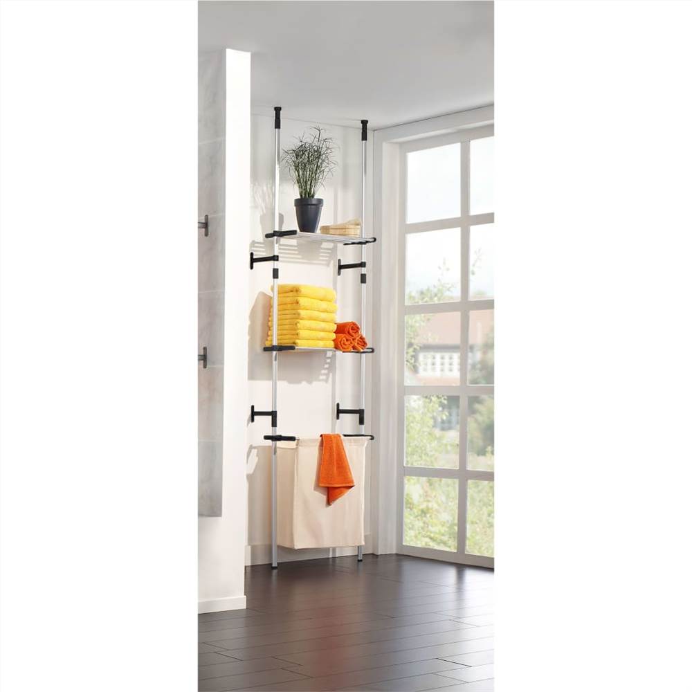Telescopic Shelf System with Laundry Bag Aluminium