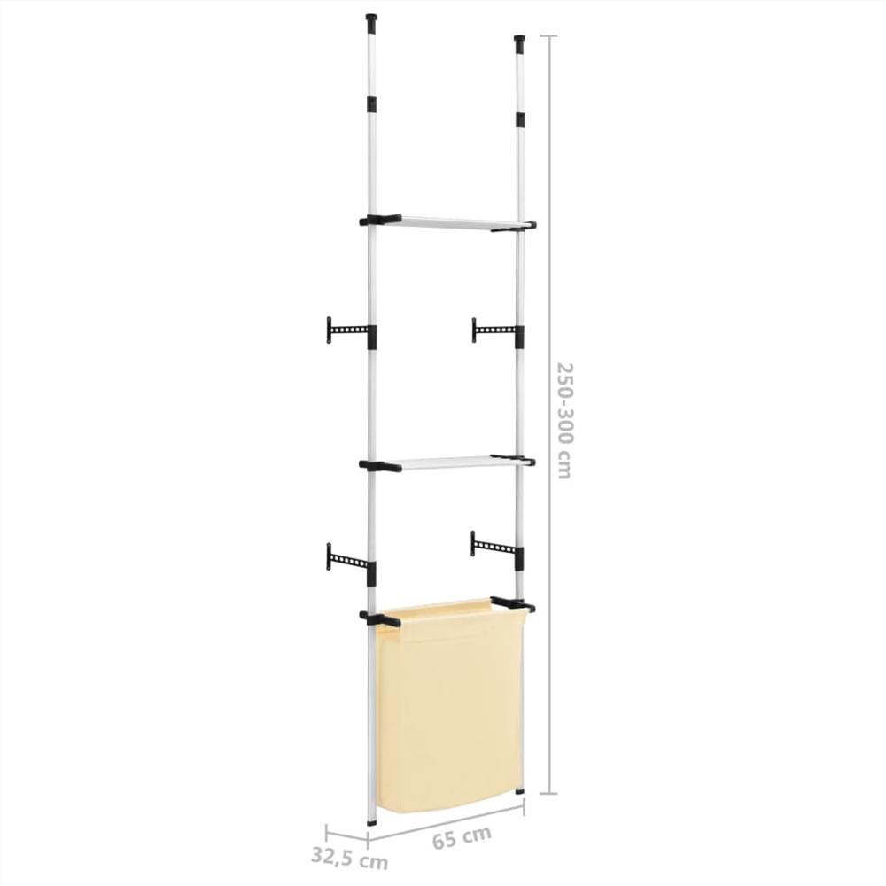 Telescopic Shelf System with Laundry Bag Aluminium