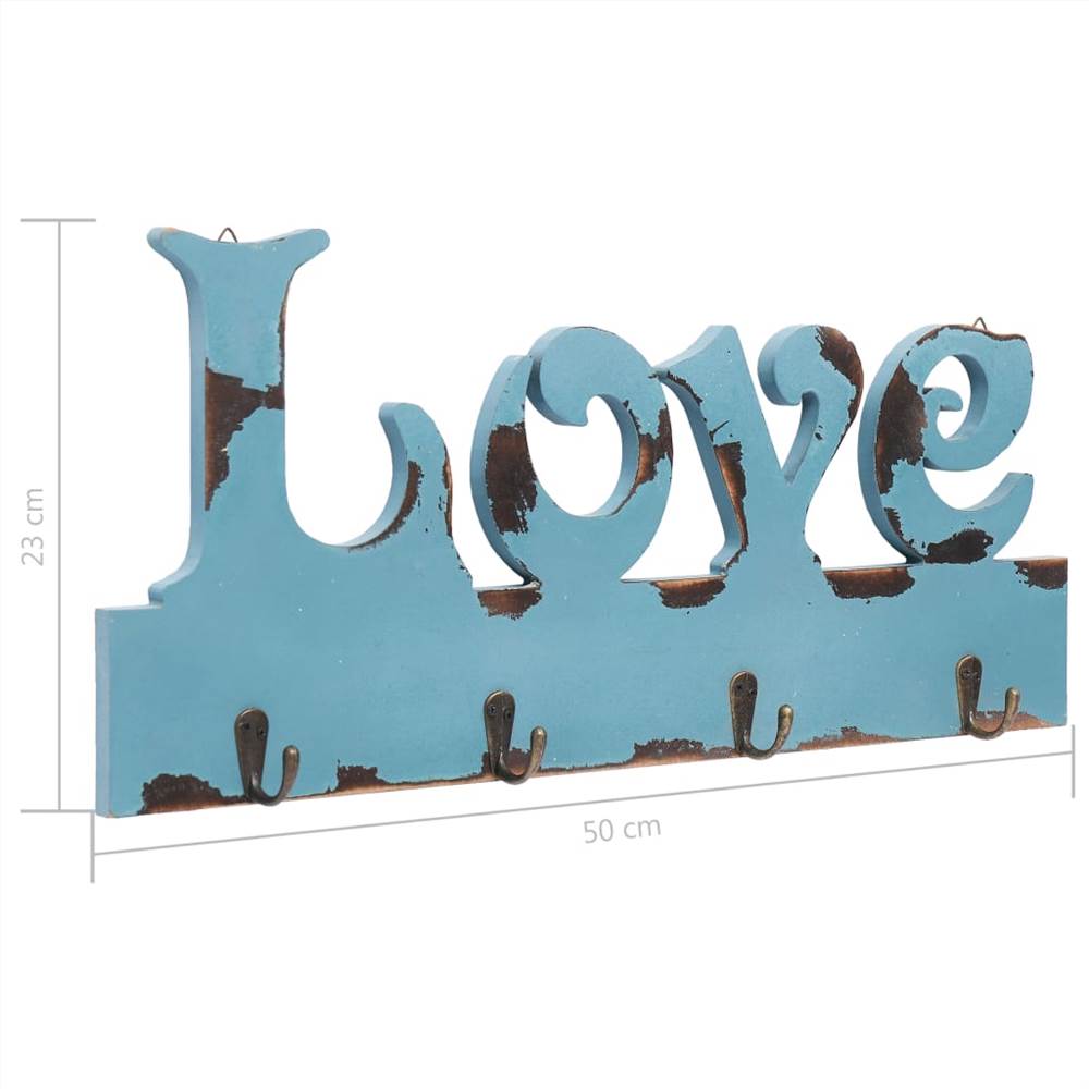 Wall Mounted Coat Rack LOVE 50x23 cm