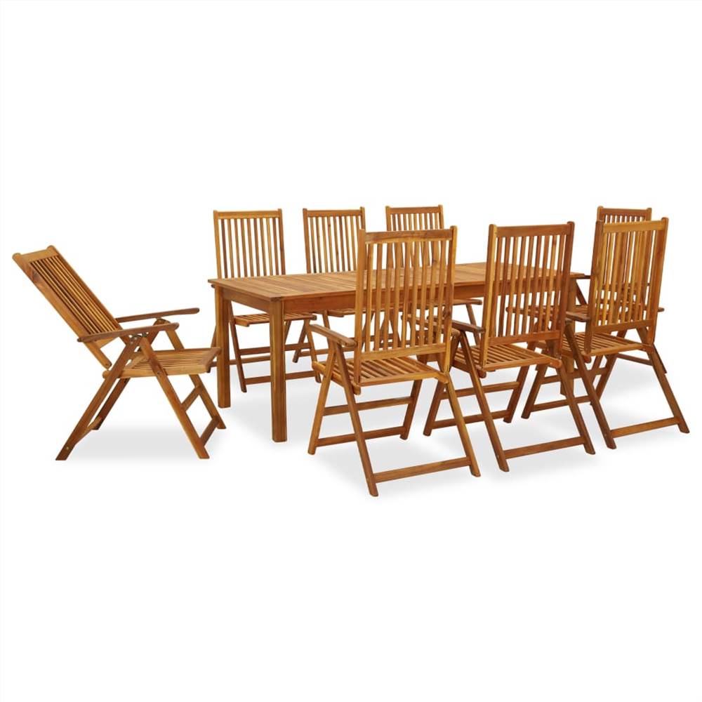 9 Piece Outdoor Dining Set Solid Acacia Wood