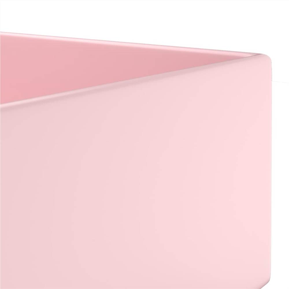 Bathroom Sink with Overflow Ceramic Matt Pink