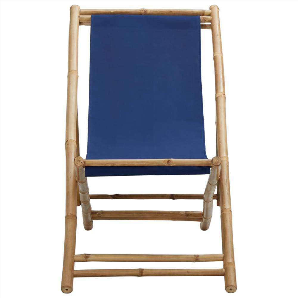 Deck Chair Bamboo and Canvas Navy Blue