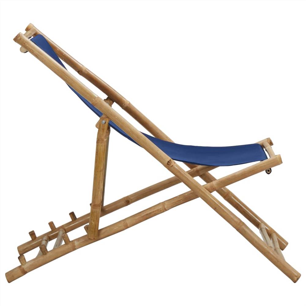 Deck Chair Bamboo and Canvas Navy Blue