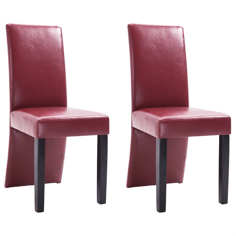 Dining Chairs 2 pcs Wine Red Faux Leather