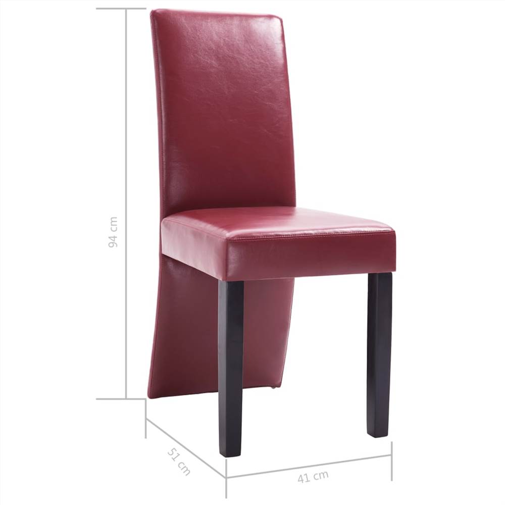 Dining Chairs 2 pcs Wine Red Faux Leather