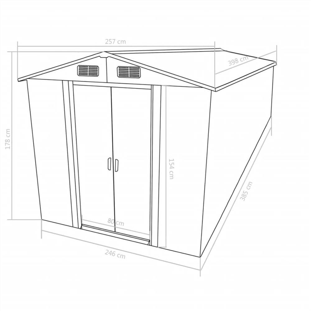 Garden Shed 257x398x178 cm Metal Anthracite