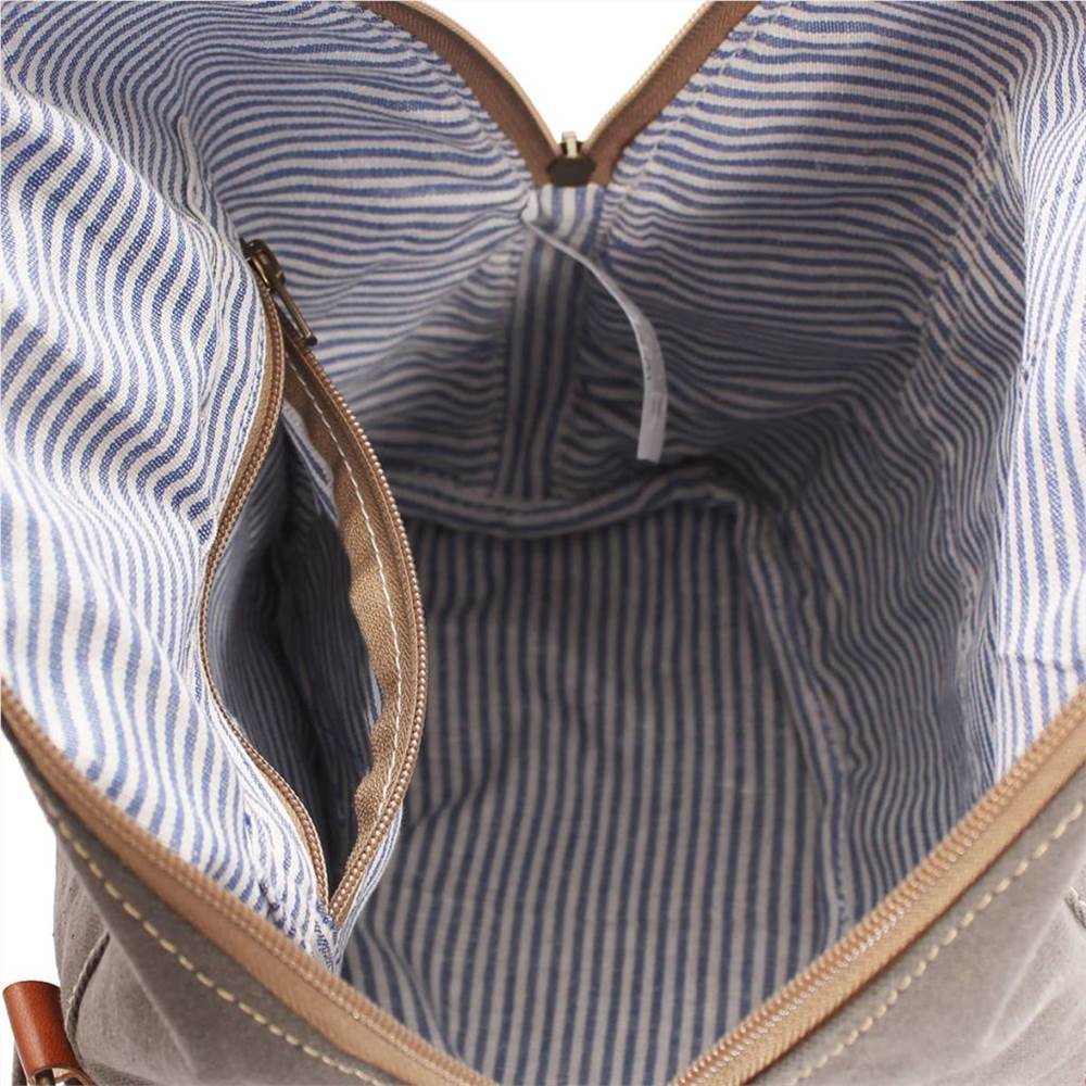 Hand Bag Canvas and Real Leather Grey