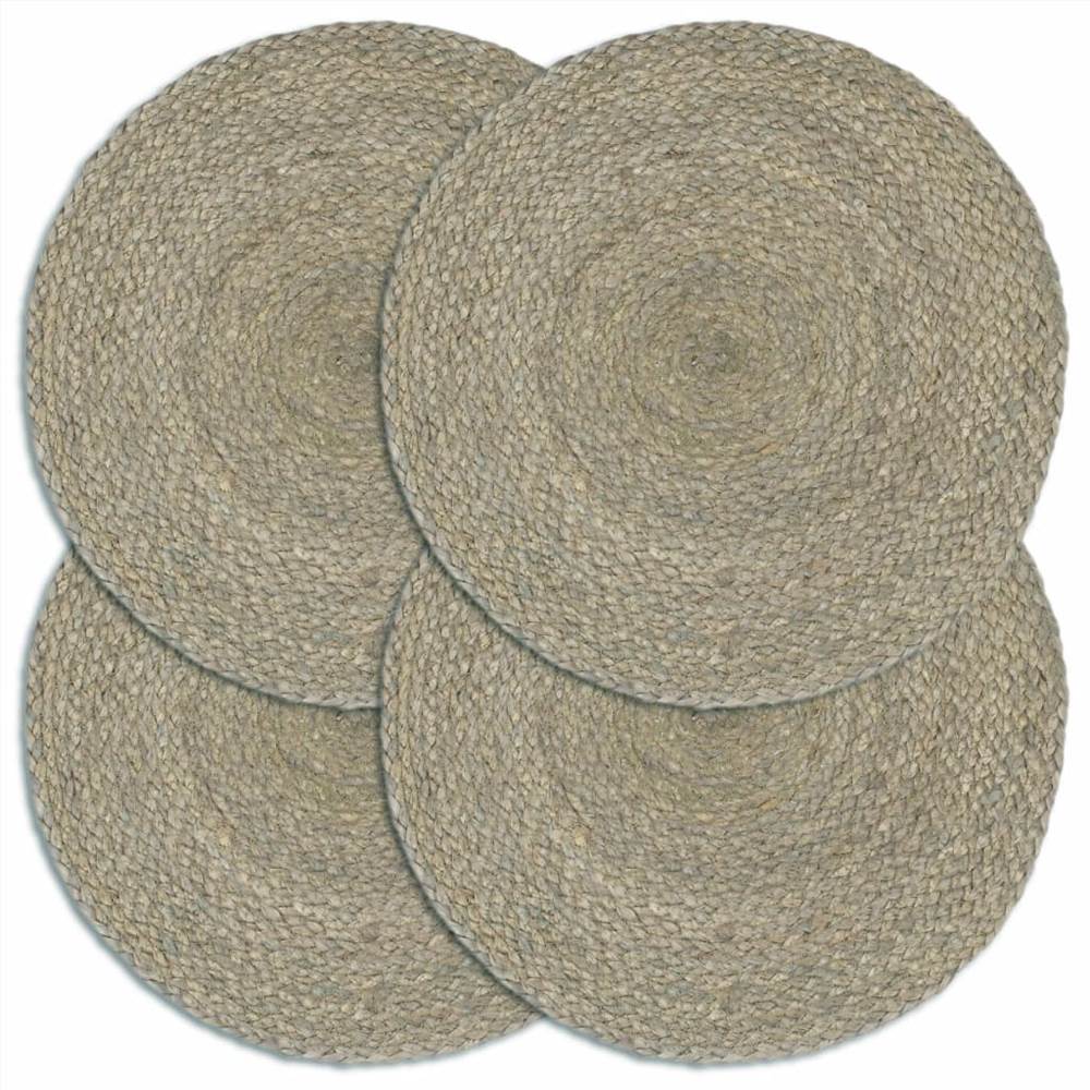 Placemats 4 pcs Plain Grey 38 cm Round Jute