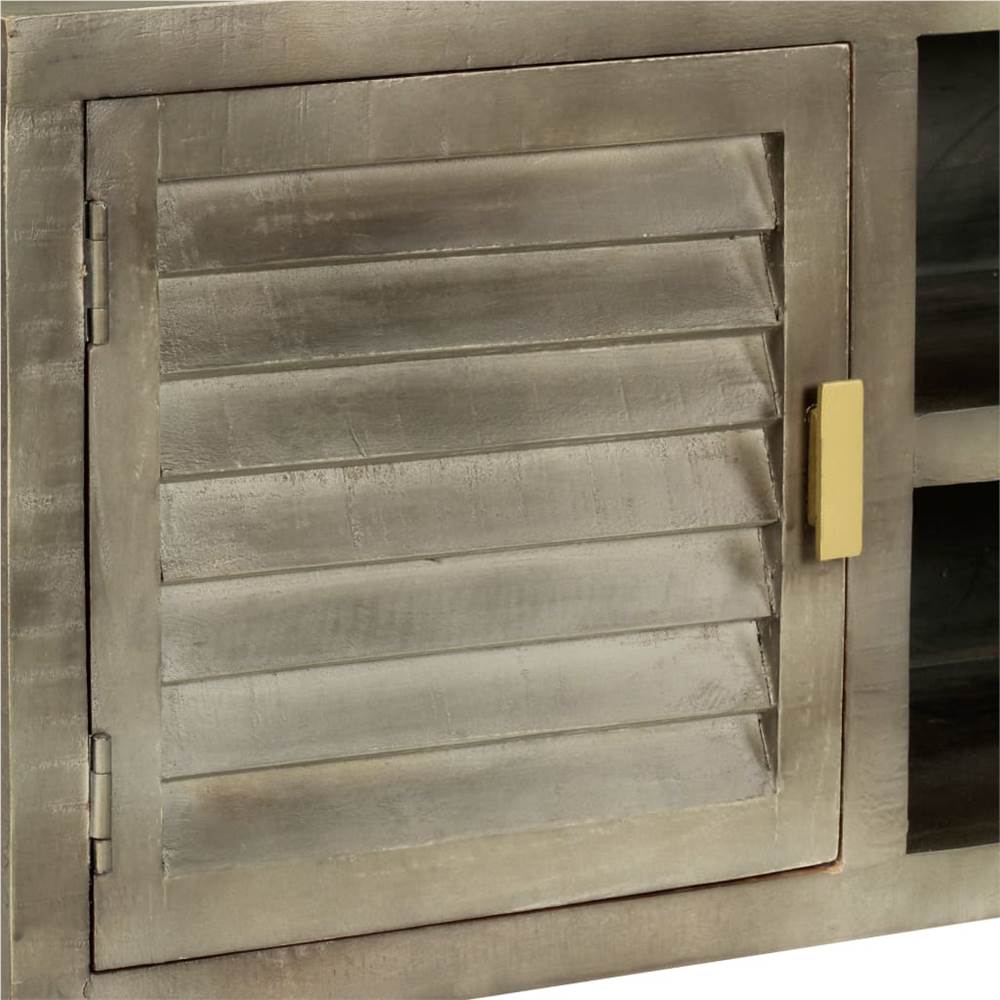 TV Cabinet Solid Mango Wood Grey with Brass 110x30x48 cm