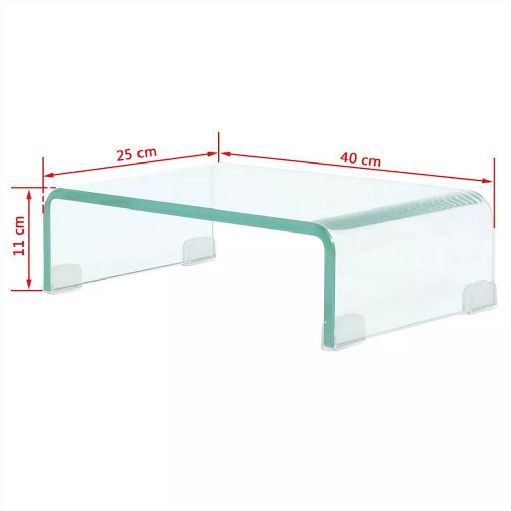TV Stand/Monitor Riser Glass Clear 40x25x11 cm