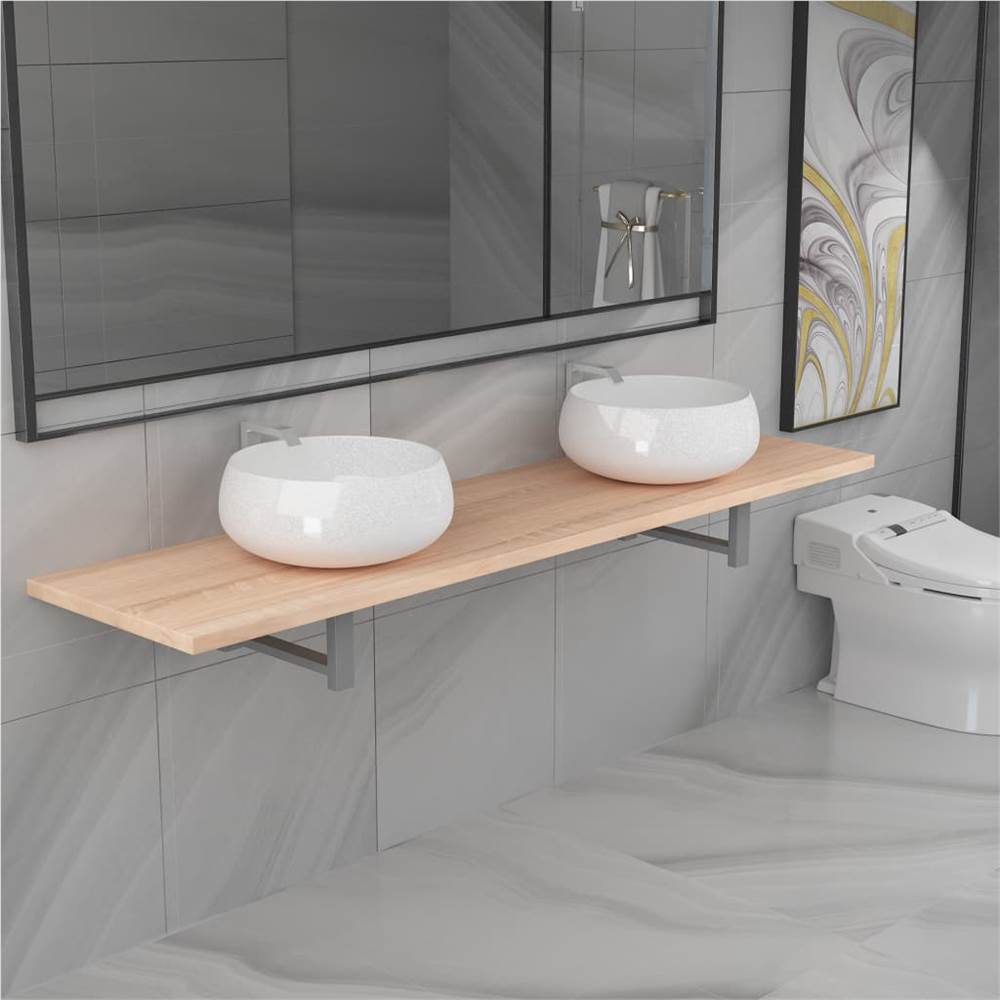 

Three Piece Bathroom Furniture Set Ceramic Oak